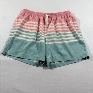 Chubbies Swim Trunks Adult Mens Pink White Blue Stripe Mesh Line 5.5" Shorts XL